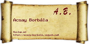 Acsay Borbála névjegykártya